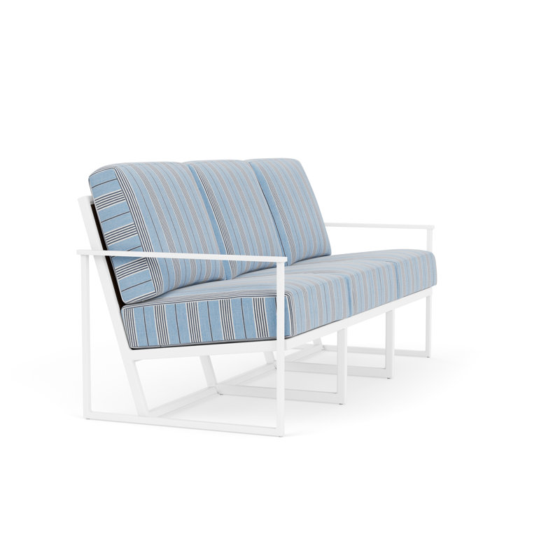Summit Outdoor 3 - Seat Patio Sofa, Hickory, Hansen Sky, Matte White