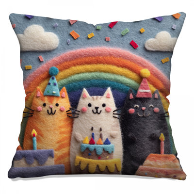 Cats with Birthday Cakes, coussins décoratifs double face