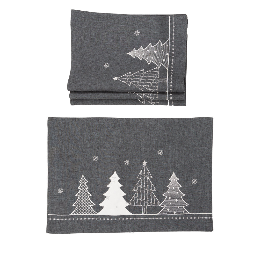 Lovely Christmas Tree Embroidered 14" Placemat (Set of 4) Xia Home Fashions 