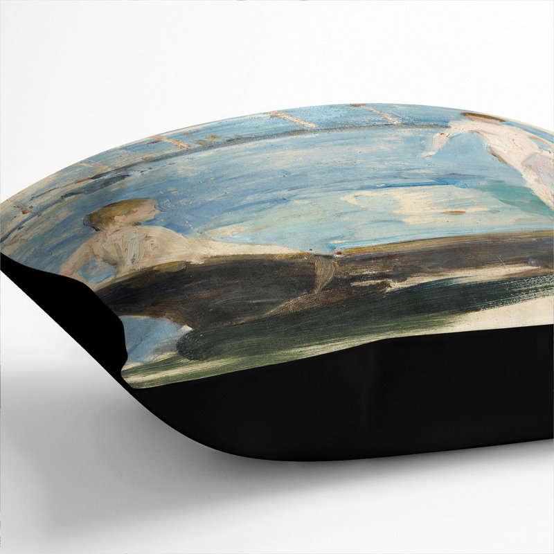August Blue Sketch Square Throw Cushion, Black, 55cm H x 55cm W x 20cm D
