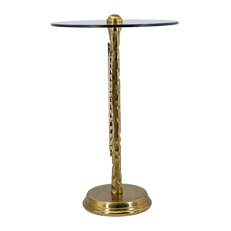 Table d'appoint ronde 15,5 x 15,5 x 24 po avec aile d'ange dorée