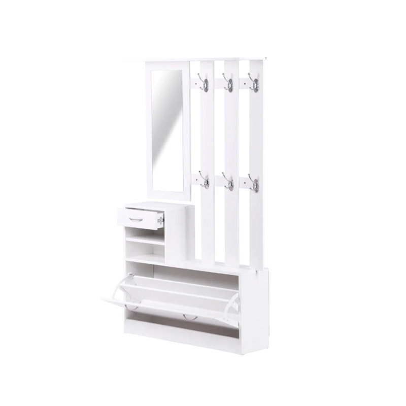 Armoire à portes combinées avec armoire à chaussures + tablette suspendue + miroir