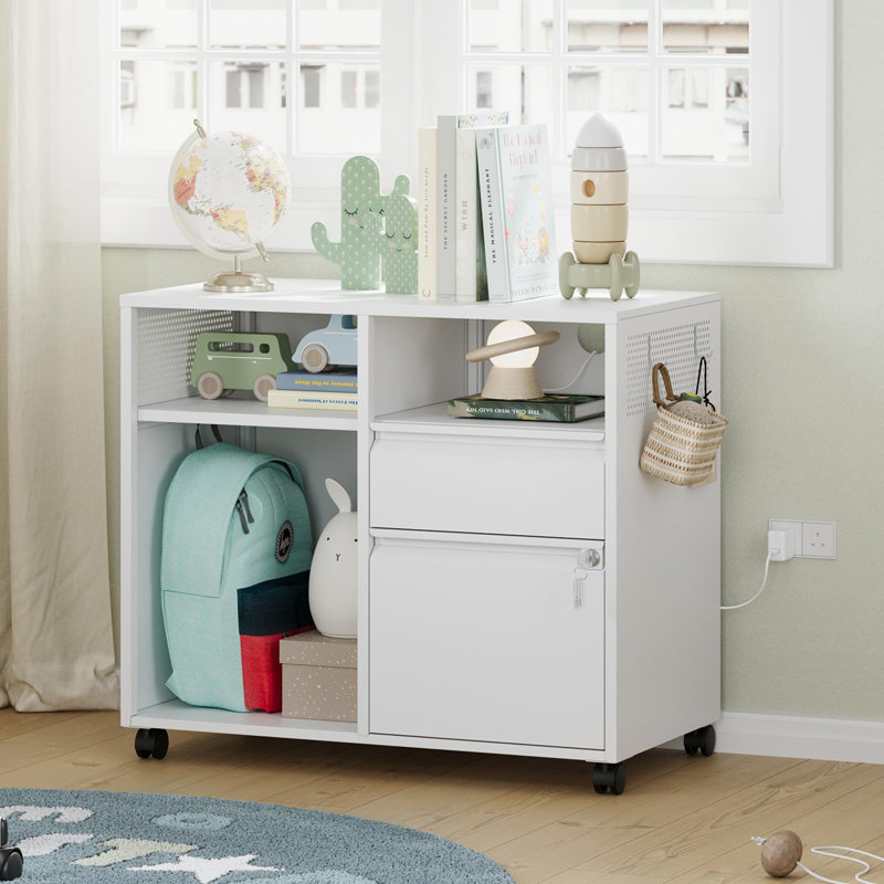 31.5'' Wide 2 -Drawer Mobile Steel File Cabinet, White