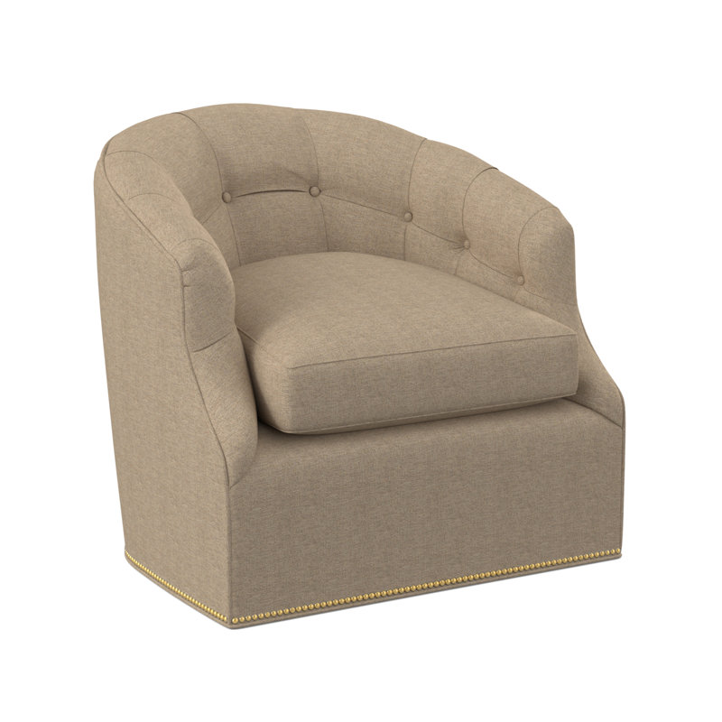 Chaise pivotante Calvert, Laiton poli - petite, 100 % polyester lin Elise