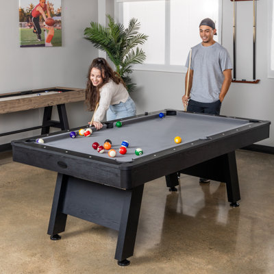 GoSports 7 ft Pool Table with Wood Finish - Billiards Game Room Table for Adults & Family - Accessories Not Included