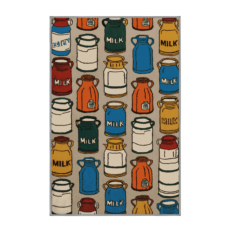 Washable Milk Cans Farm Area Rug, Runner 2' x 4'