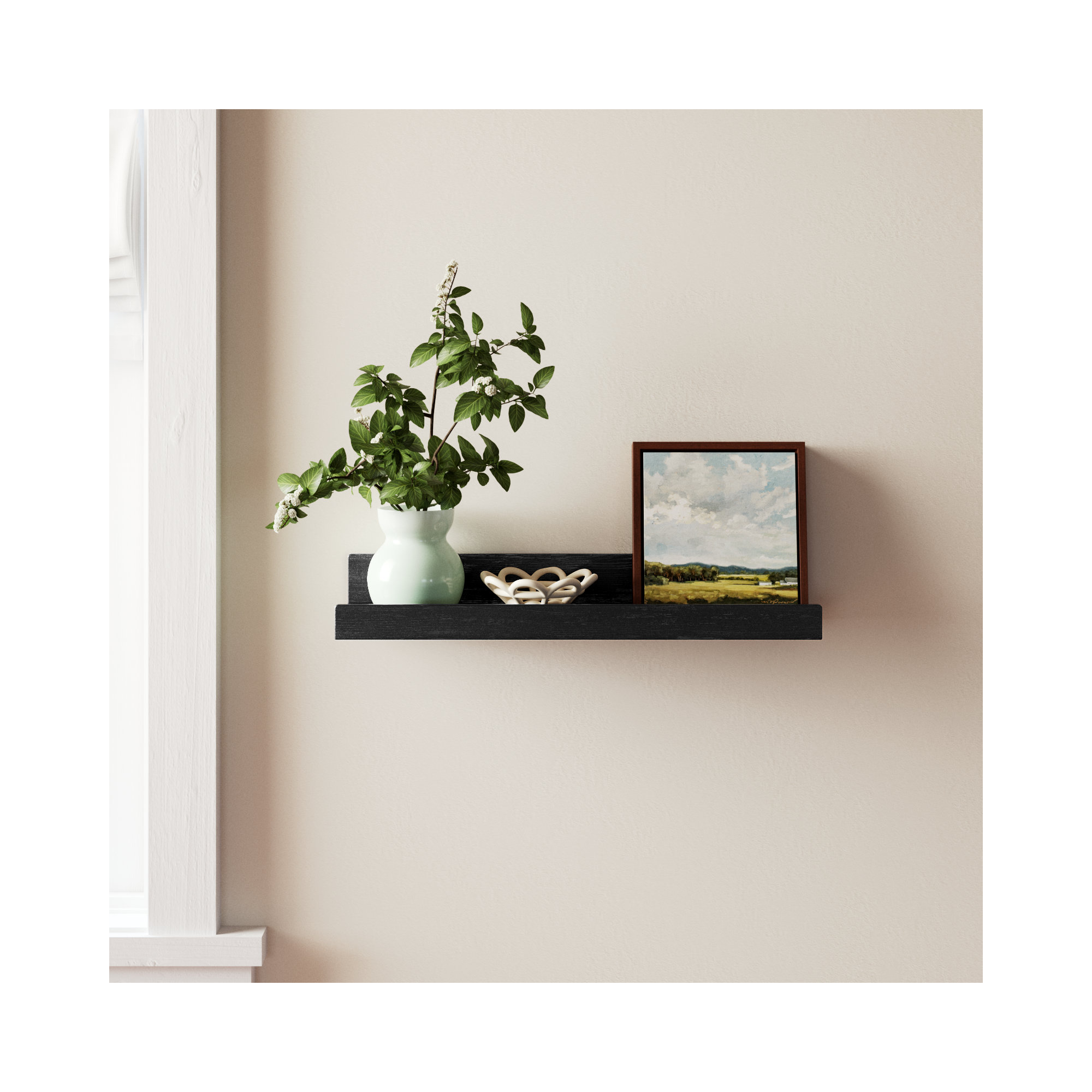 Dezerea Lipped Wall Mounted Shelves, Black, 3.5" H x 24" W x 7.25" D