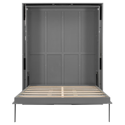 Grand lit escamotable rotatif avec supports de rangement cachés, lit mural multifonctionnel peu encombrant pour le bureau à domicile et les petites pièces