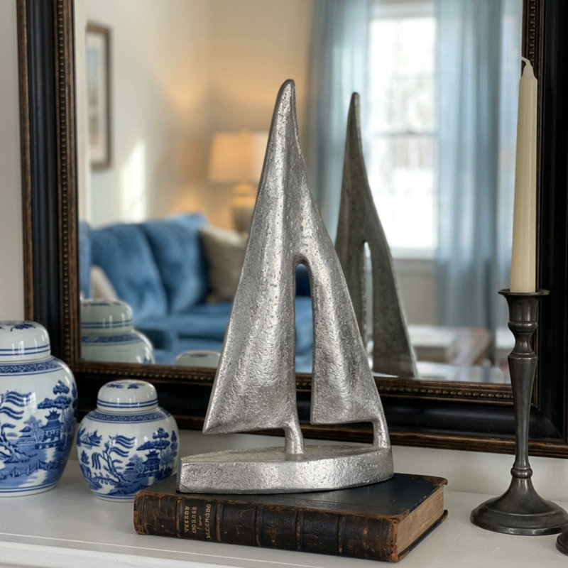 Leonia Silver Saiboat Sculpture, 8.25"