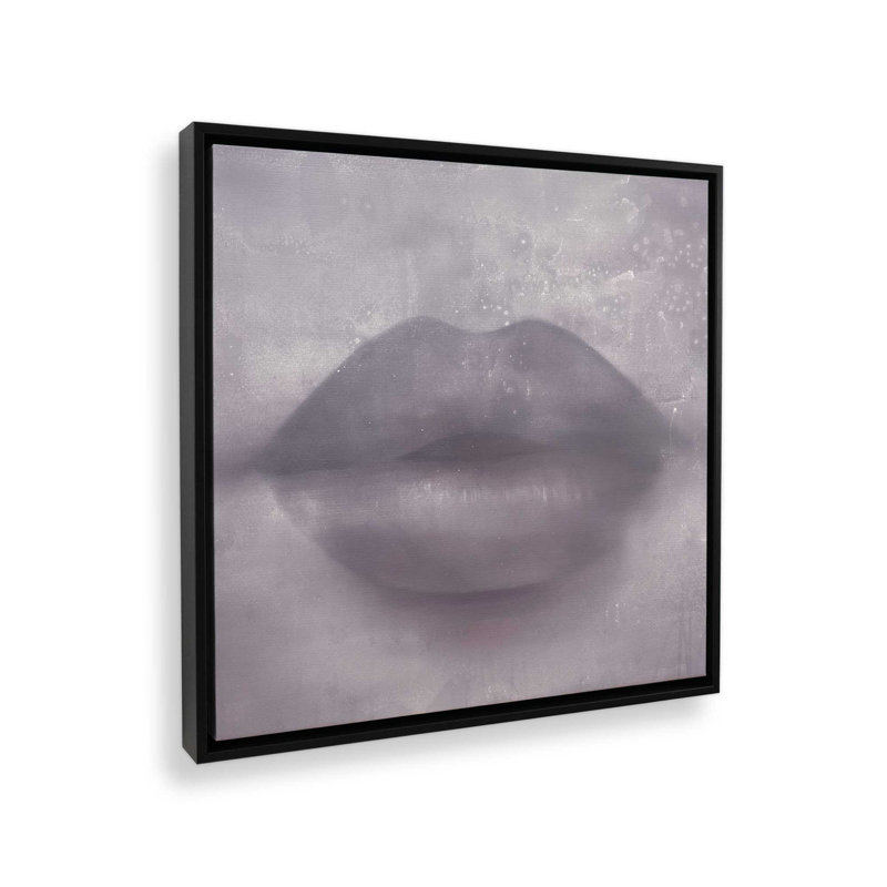 Impression sur toile 24 po x 24 po Whispered Kiss, Cadre flottant noir satiné, H 26 po x l 26 po x P 1,75 po