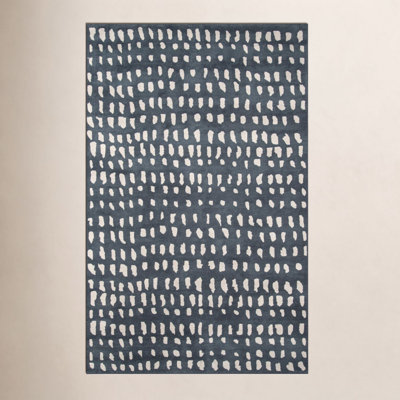 Glory Dark Blue Ivory Hand-Tufted Wool Rug