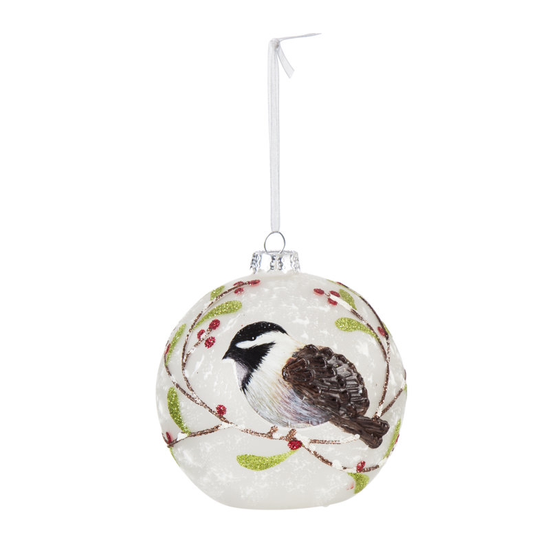Ensemble d’ornement boule de verre cardinal et chickadee 2 pièces