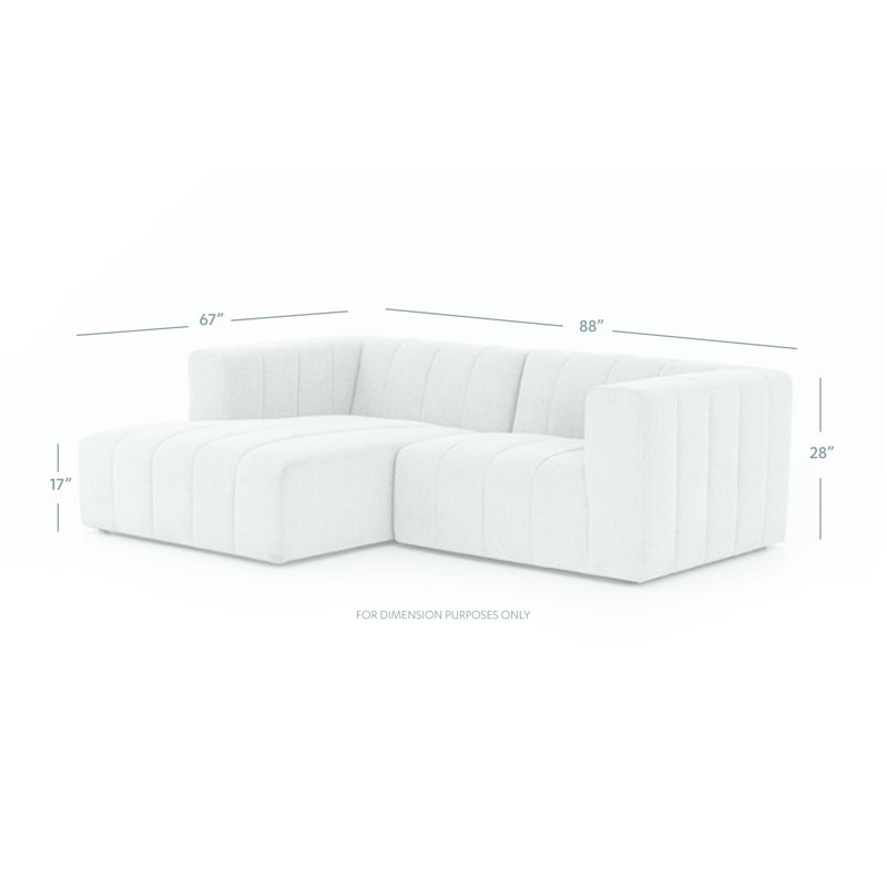 Grayson 88" Left Hand Facing Modular Sectional, Left Hand Facing, Gray Polyester