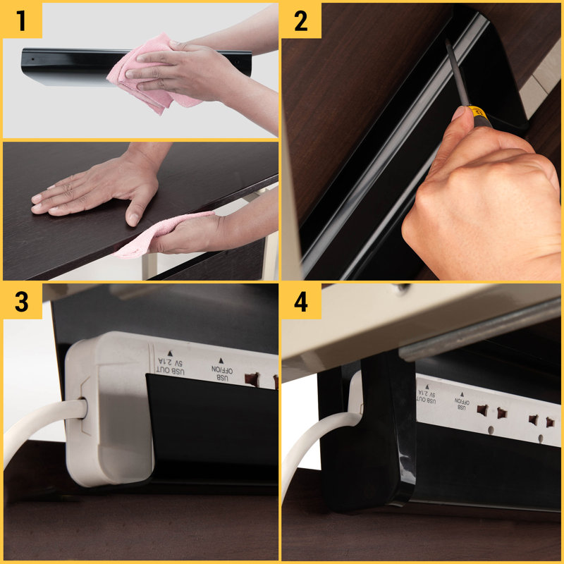 16-Inch Self-Adhesive Under Desk Cable Management Kit - 2-Pack