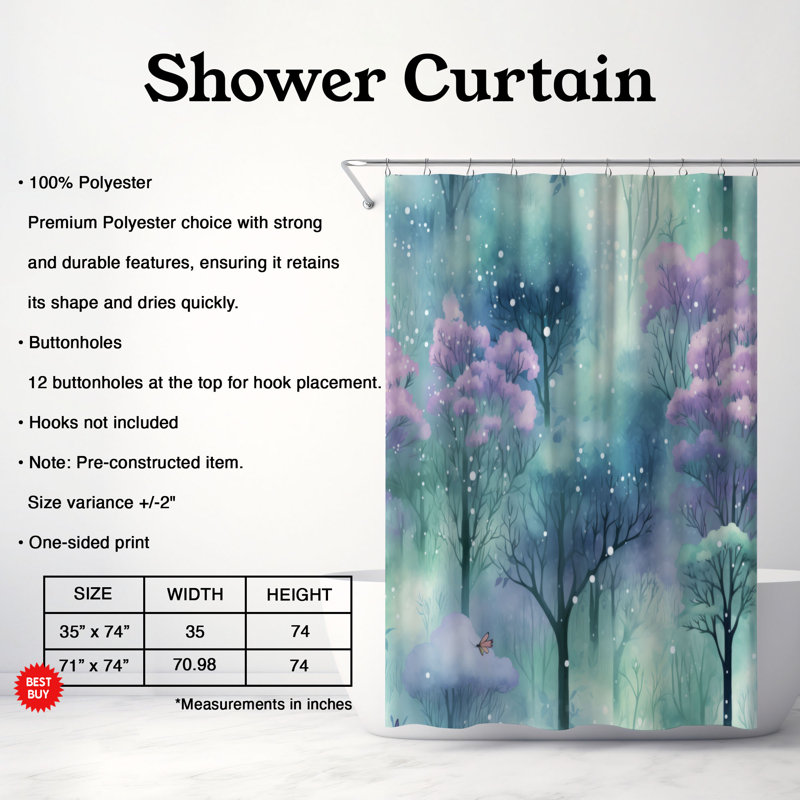 Rideau de douche Woodland Horizon - Premium, H 74 po x l 71 po