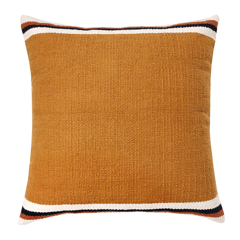 Southwestern Orange and White Cotton Geometric Throw Pillow