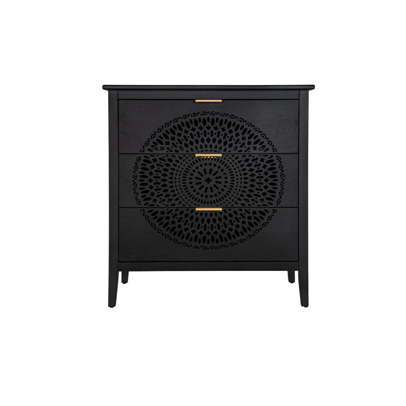 Commode 3 tiroirs Huertas, Noir