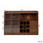 Buffet avec 2 portes coulissantes en verre rayé, armoire de rangement de comptoir autoportante