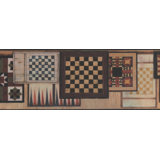 Pomfret Vintage Chess Checkers Tables Board Games Design 15' L x 9'' W Wallpaper Border