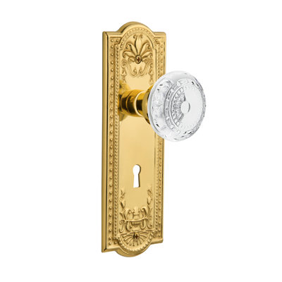 Bouton de porte en cristal simple avec plaque longue serrure Meadows