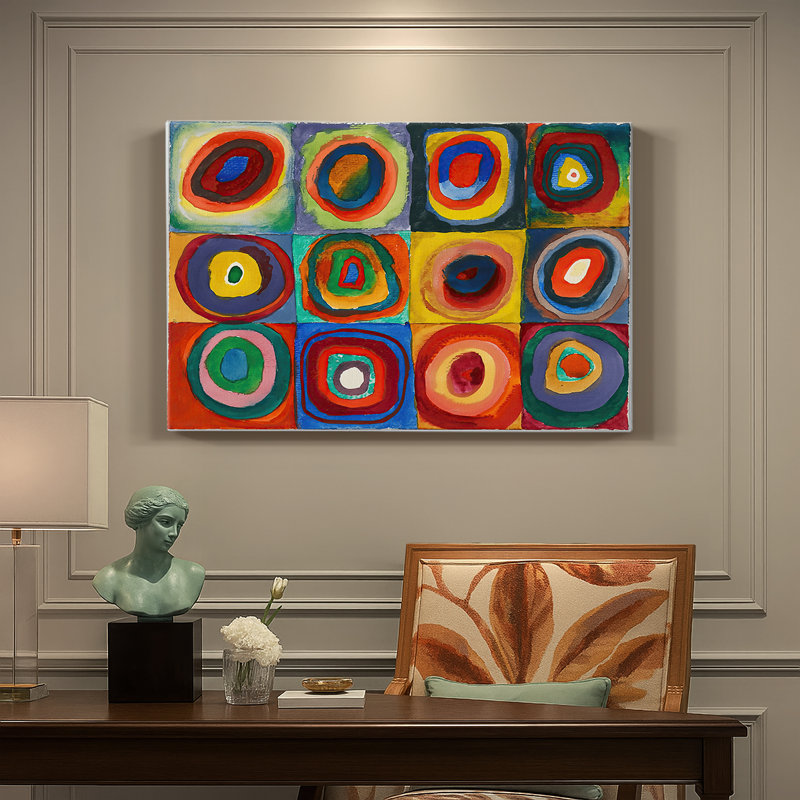 Étude de couleur: carrés avec cercles concentriques - Wassily Kandinsky - Toile tendue avec châssis - 1913, 24x36