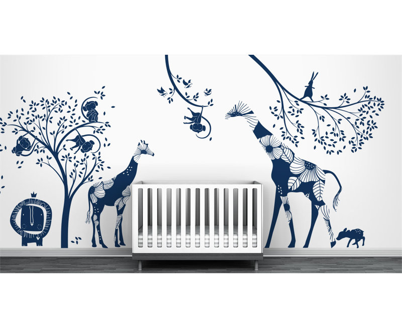 Décalcomanie murale jungle baby, Bleu marine