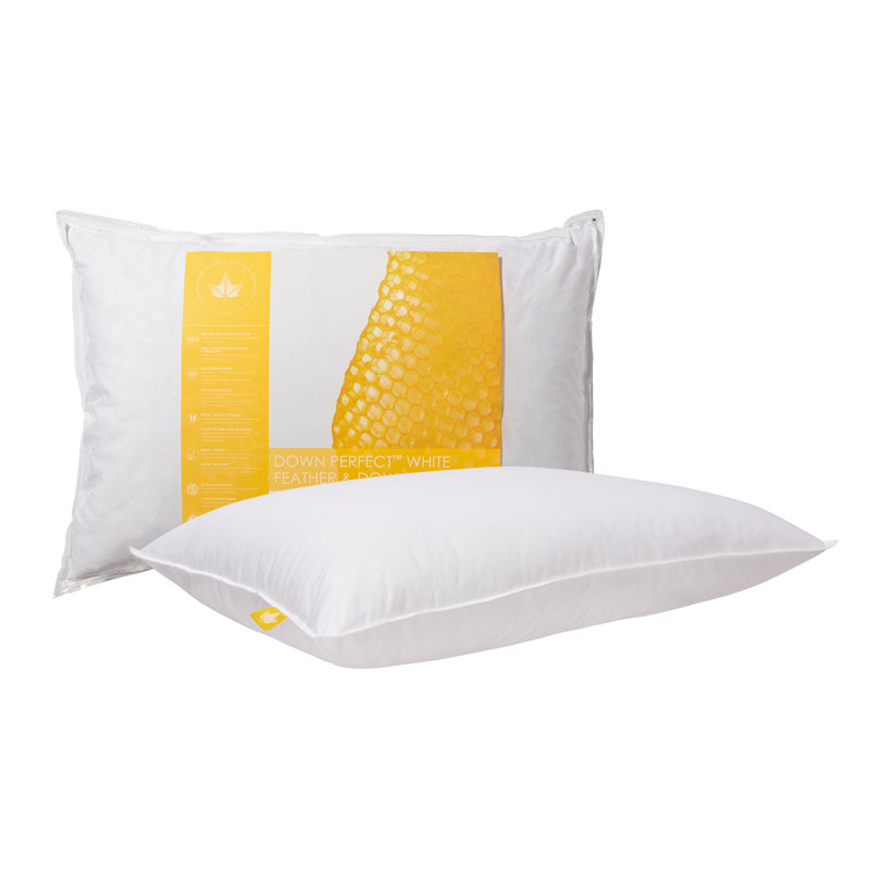 Oreiller en plumes blanches et duvet - support moyen, Standard, Médium