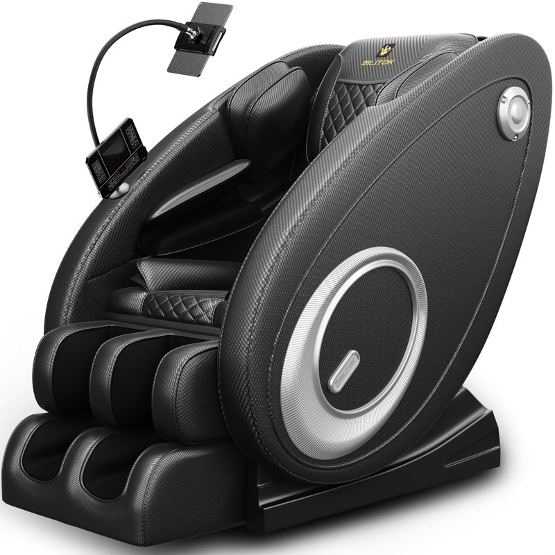 Fauteuil de massage inclinable avec gravité zéro, taille standard, similicuir, 1 pièce, fauteuil de massage complet, noir, avec massage à pression d'air et audio Bluetooth