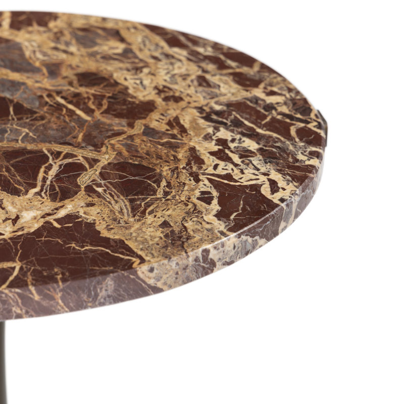 SOPHIE Marble End Table, Brown Top/Brown Base