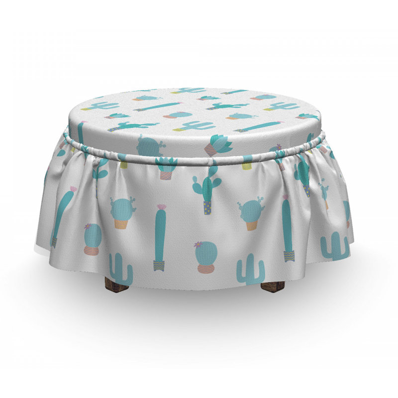 Housse pour repose-pieds de teintes turquoise à vie de cactus
