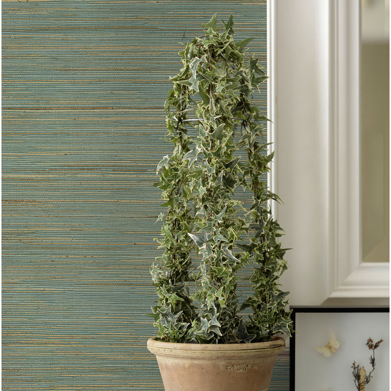 Loom Abstract Grass Cloth Wallpaper Roll, 20.5" W x 33' L, Turquoise