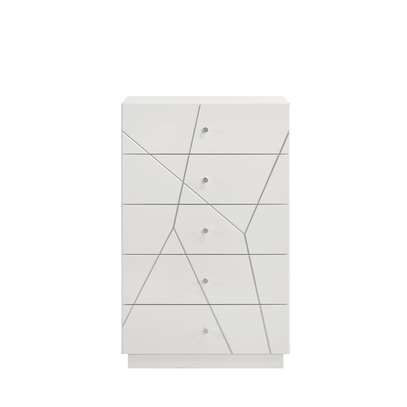 Commode Manhattan - Finition laquée avec motif géométrique et tiroirs spacieux pour un rangement moderne