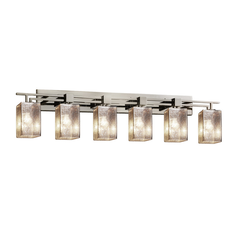 Éclairage pour meuble-lavabo 6 lumières Casson, Nickel brossé, Verre mercuré