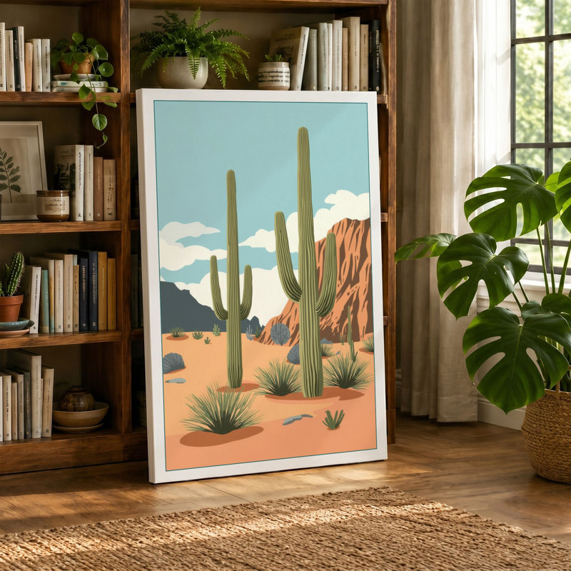 Desert in Bloom Minimalist - Wrapped Canvas, 24x16 - 61.0 x 40.6 cm, White Border