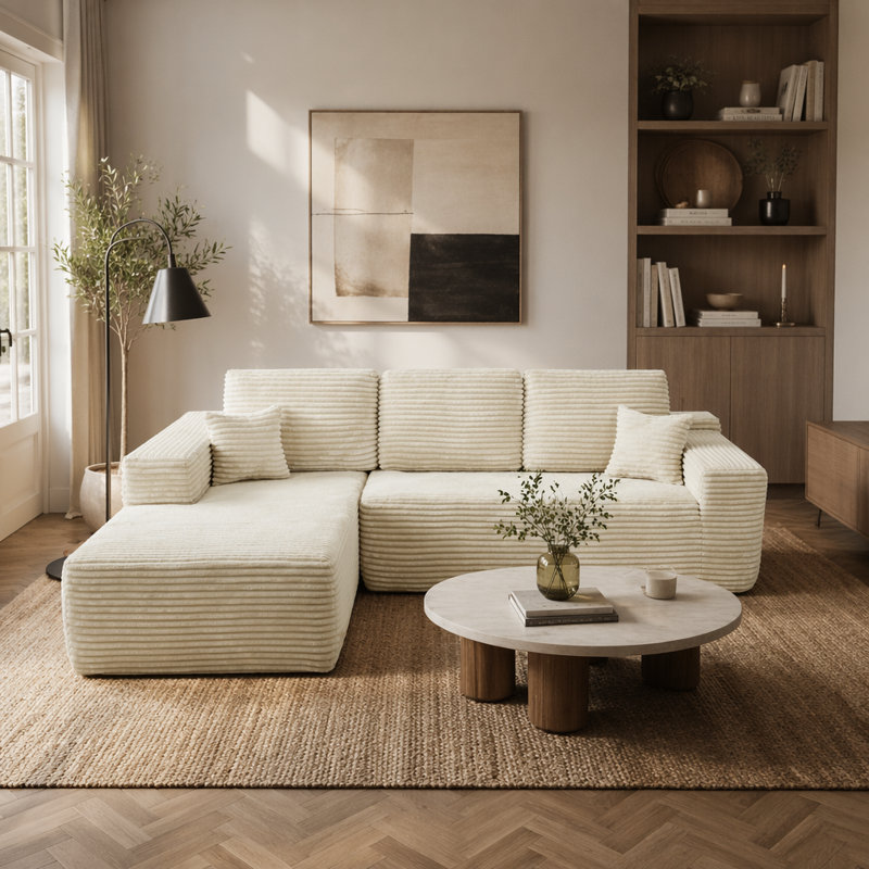 Canapé modulaire en L Cloud - Canapé modulaire moderne à assise profonde, aucun assemblage requis pour le salon et la chambre à coucher