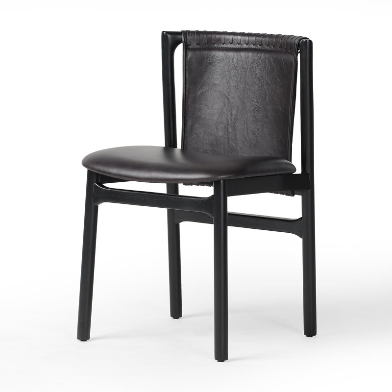 Baden Leather Upholstered Dining Chair, Brushed Ebony, Brushed Ebony