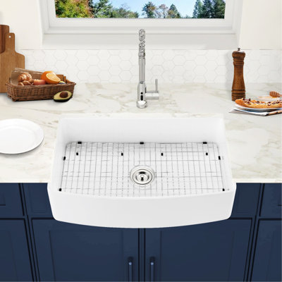 33" X 20" Kitchen Sink - White, Style Apron Front, Heat , Stain Scratch Sound Deadening, Rust-, Uncomplicated To Clean 33"X20" Front & Reducing, Rust Easy Keep Sanitary
