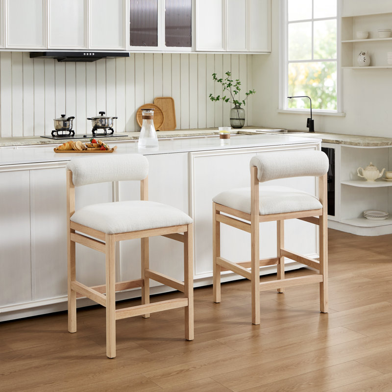 Tabouret de comptoir Albia Modern Farmhouse, Blanc