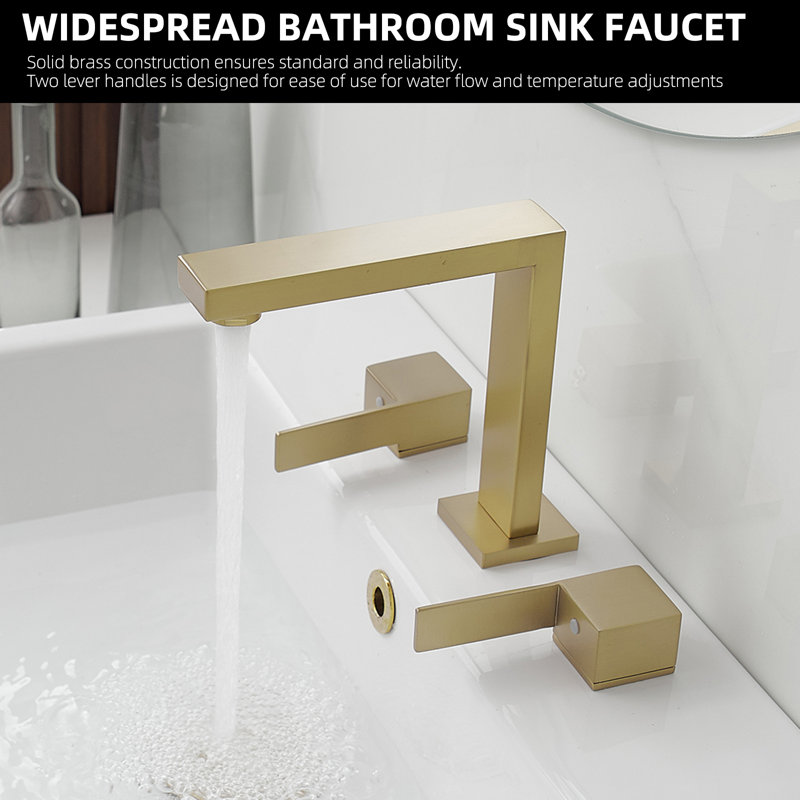 Widespread Double Handle Bathroom Faucet, Brushed Gold