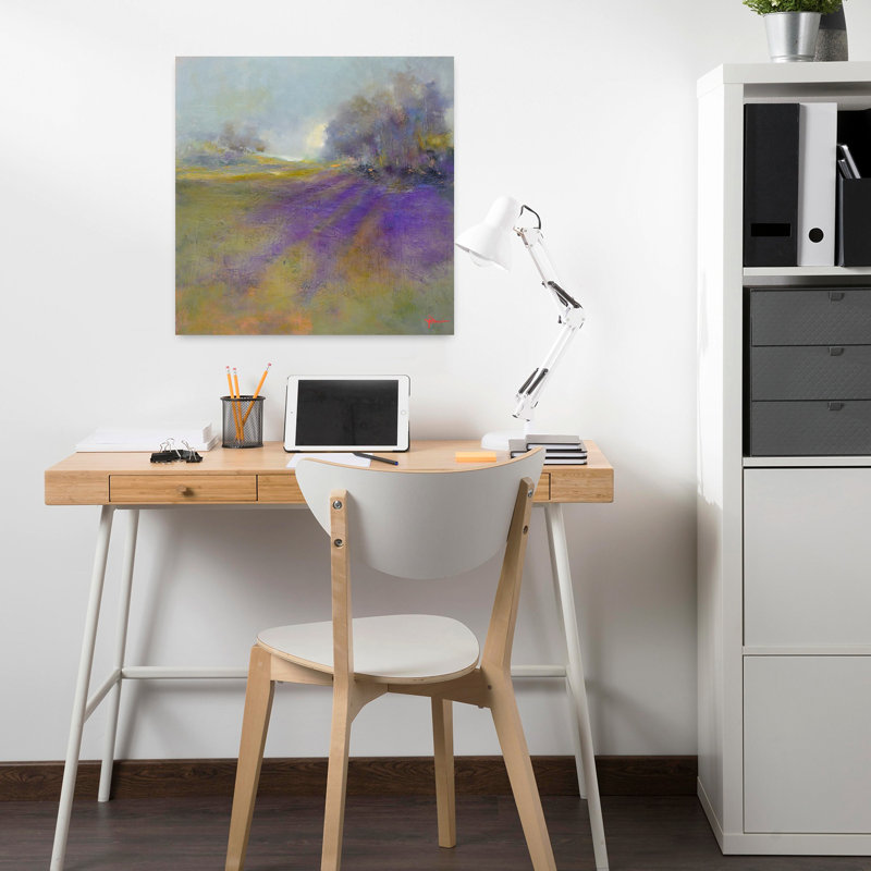 Vieux paysage de rodéo abstrait, art contemporain de paysage floral, H 18 po x l 18 po