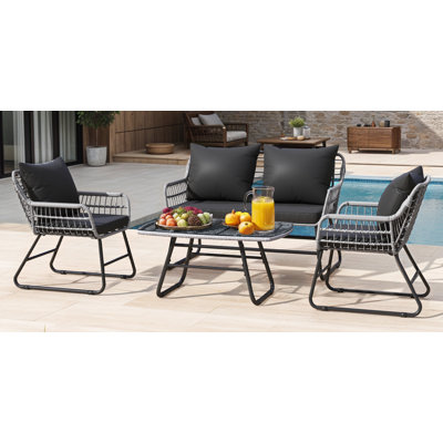 Outdoor Rattan Wicker Seating Group Conversation Set