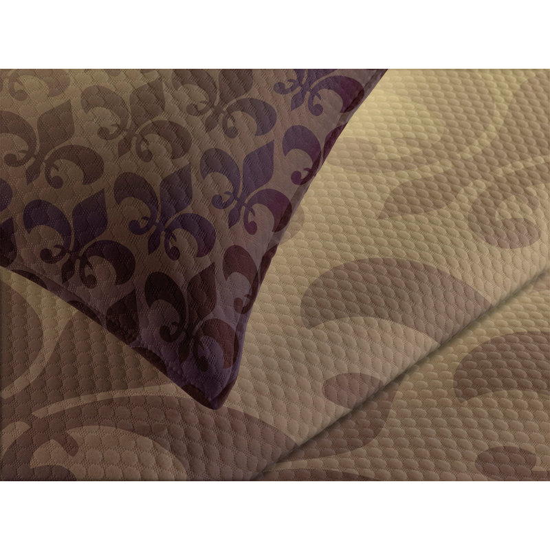 Ambesonne Brown Bedspread Set Royal Flower Brown, King Coverlet / Bedspread + 2 Standard Shams
