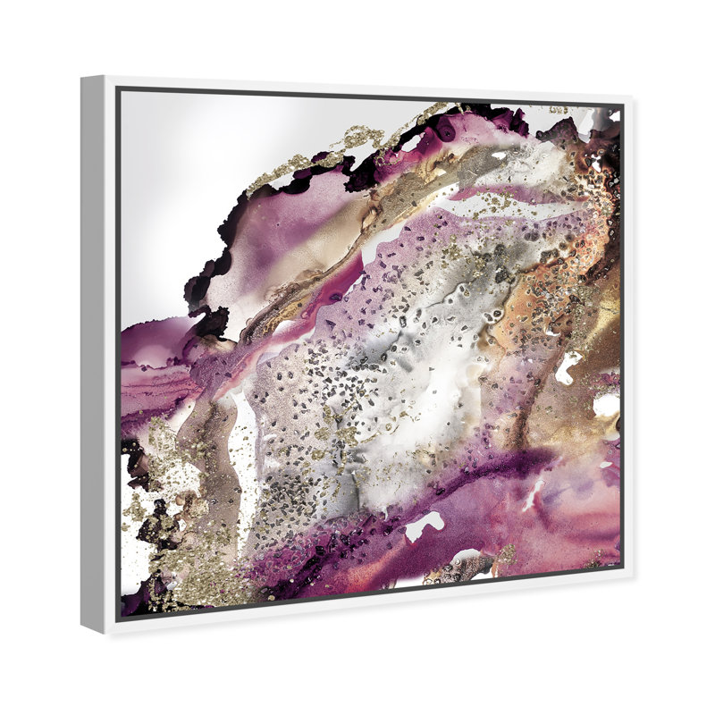«Abstract Glitter Bang I Dripping», reproduction d'art sur toile, H 16 po x l 16 po x P 1,5 po, Cadre blanc