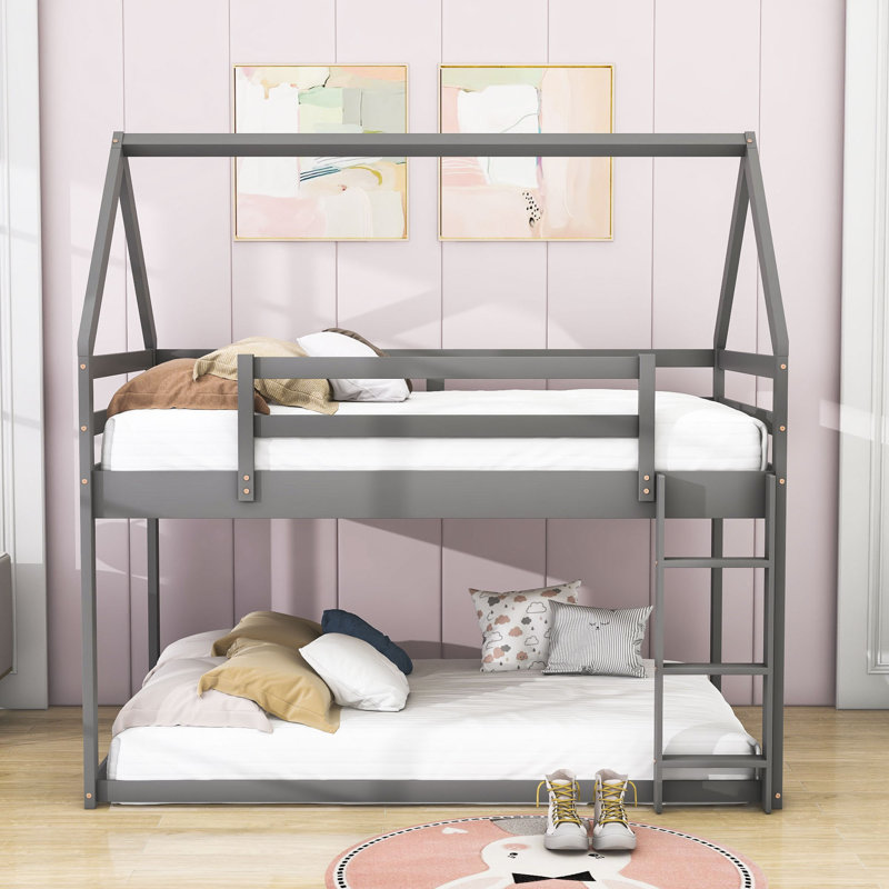 Vandever Kids Twin Over Twin Bunk Bed, Gray
