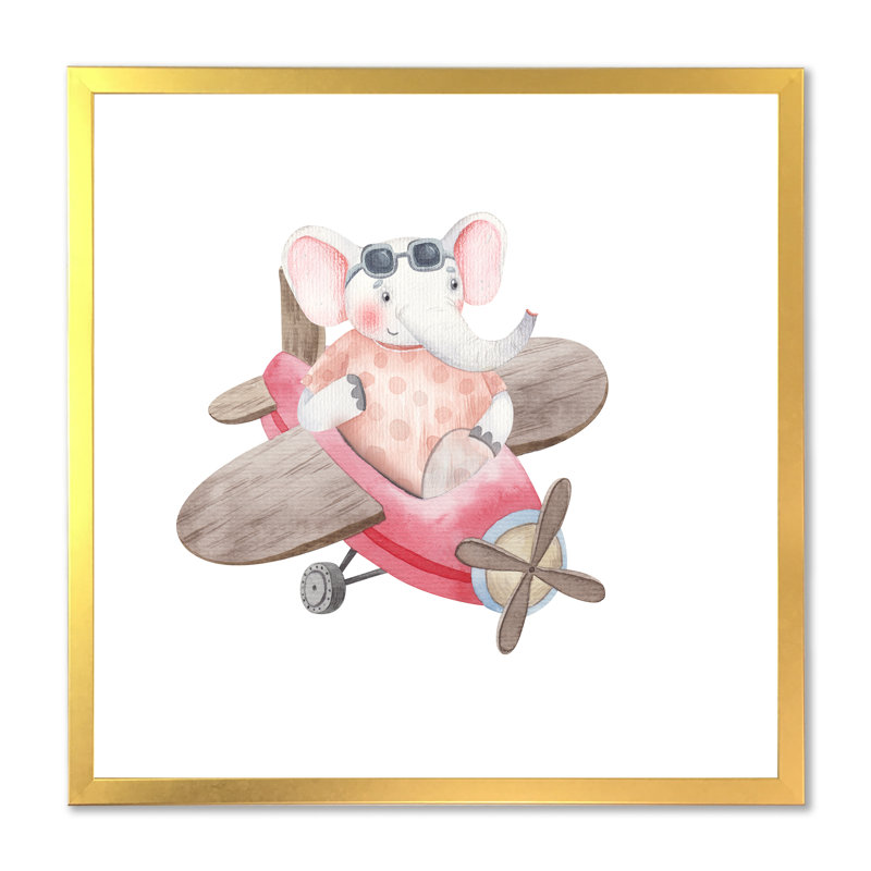 Mignon enfants éléphant volant, L 30 po x H 30 po x P 1 po, Encadrement doré