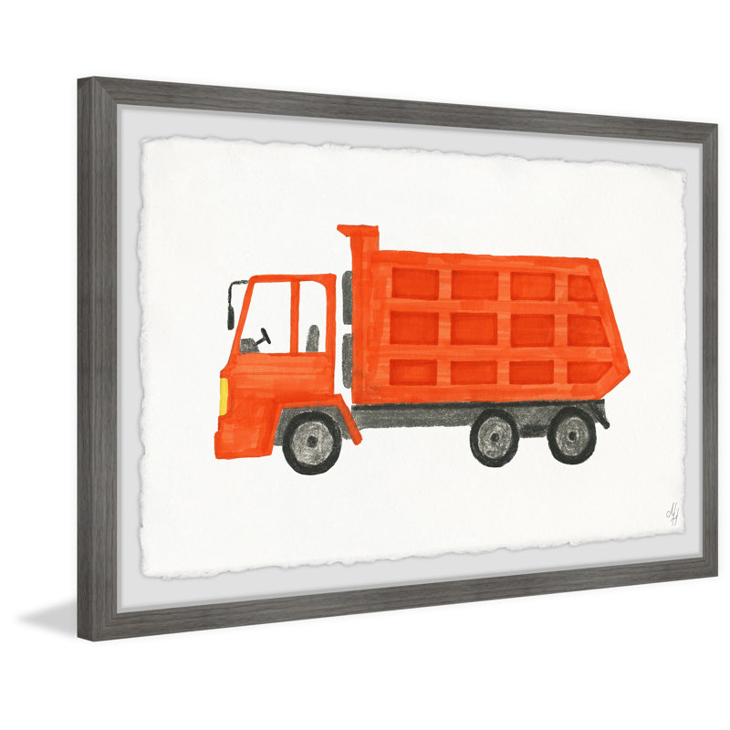 Juliette Orange Dump Truck - Print, 20cm H x 30cm W