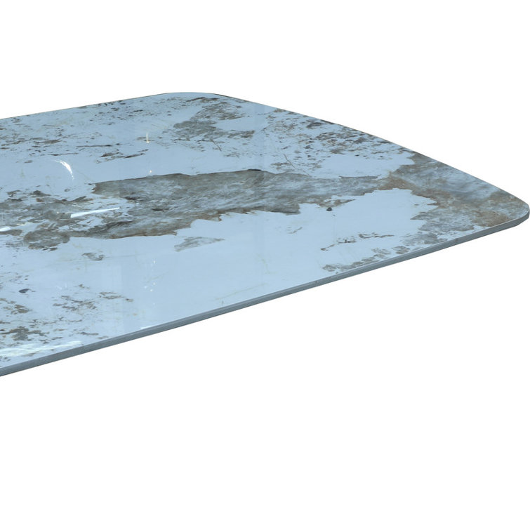 Luxury Rectangle Dining Table - Durable Stone Surface with Artistic Steel Legs