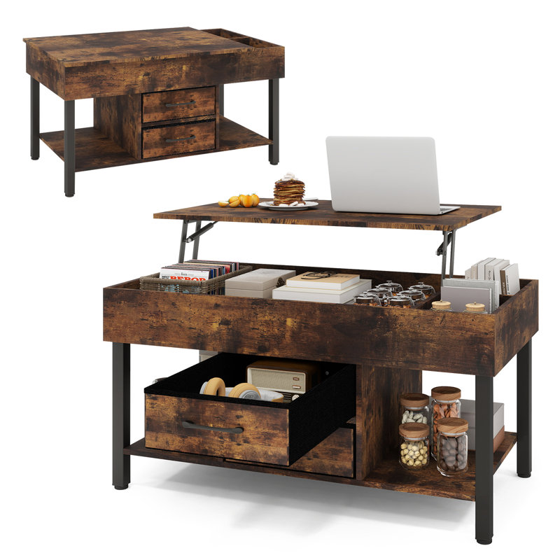 Lift Top Coffee Table with Storage, Extendable Coffee Table for Living Room 