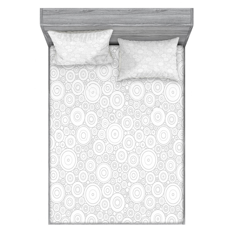 Microfiber Geometric Sheet Set, Queen Sheet Set with Fitted Sheet