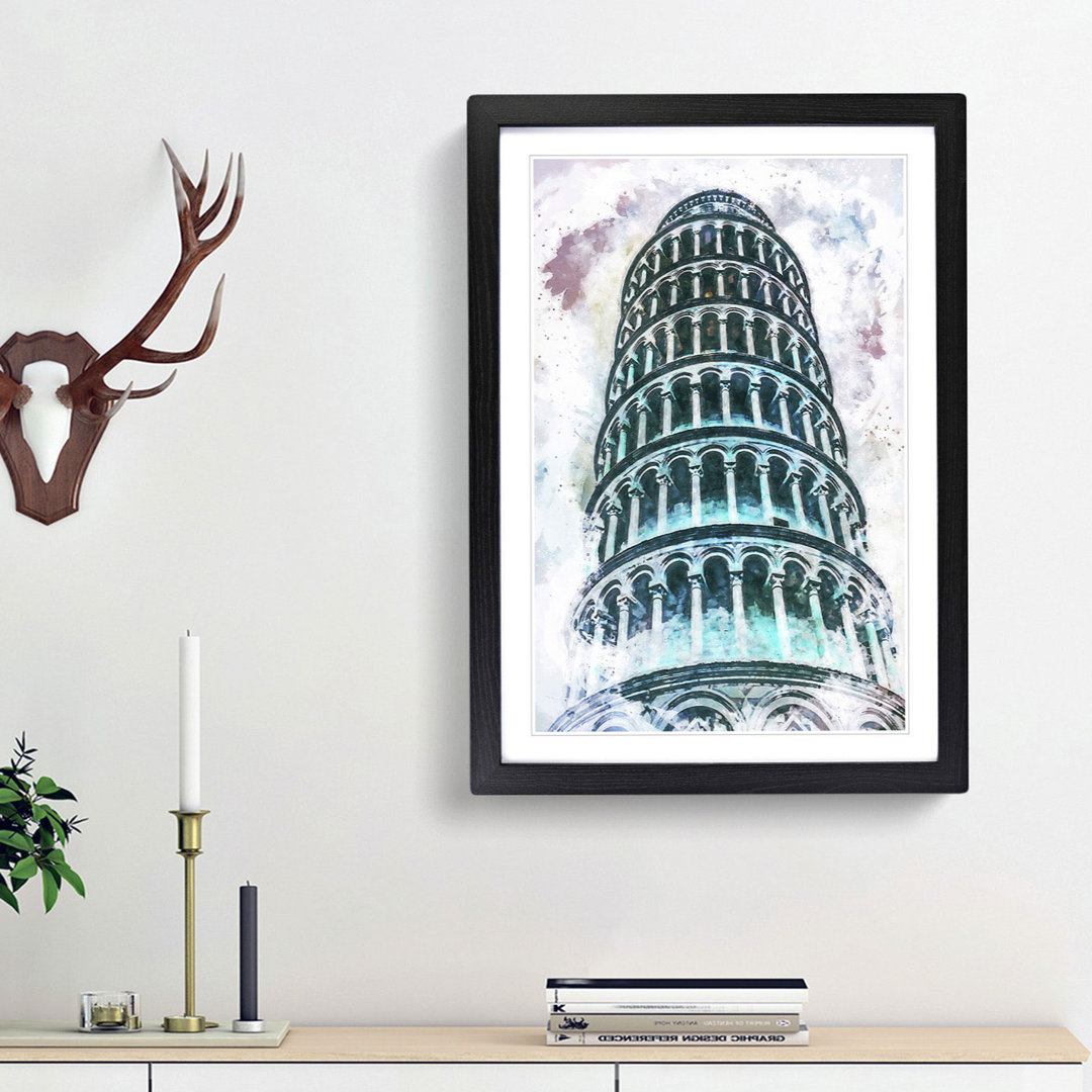 The Leaning Tower of Pisa in Italy in Abstract - Picture Frame Painting Print